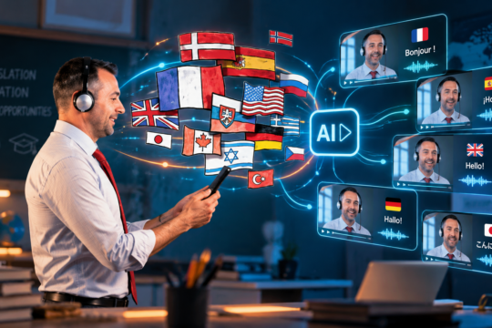 Man using AI to communicate in multiple languages
