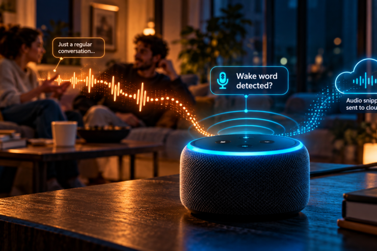 Smart speaker detecting and processing a conversation in the background.