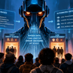 People confronting how biased AI systems can reinforce existing inequalities.