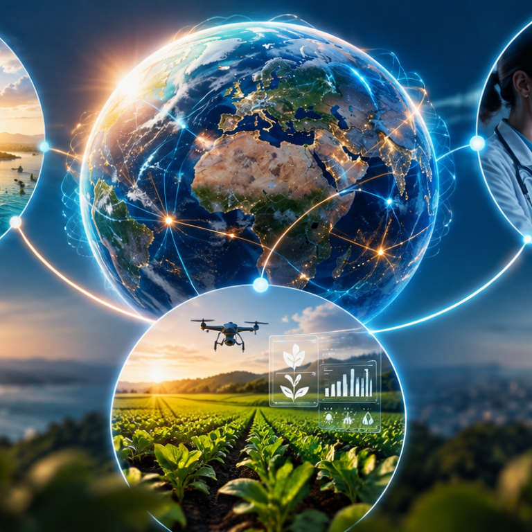 Visual representation of opportunities for AI to tackle global issues.