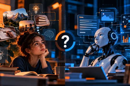 Visual comparison between human and AI thinking processes