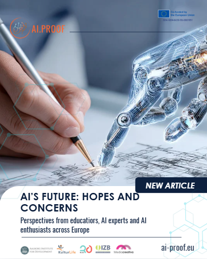 Human and robotic hands illustrating hopes and concerns