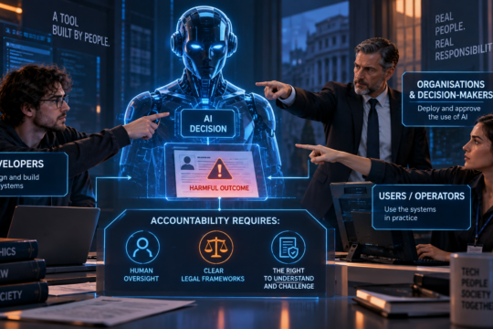 Developers, users and decision-makers examining responsibility for harmful AI-driven decision